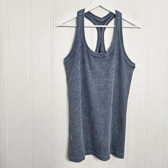 Lululemon Cool Racerback Tank Womens Rib Washed Moon Blue Athletic - Picture 2 of 12